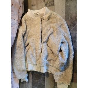 Free people off white Sherpa bomber jacket womens